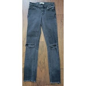 Madewell Women's Chic Skinny Skinny Distressed Black Denim Jeans Size 25x27‎